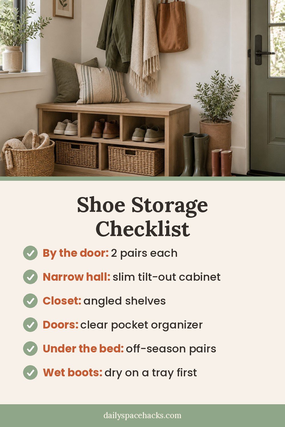 Shoe storage checklist pin