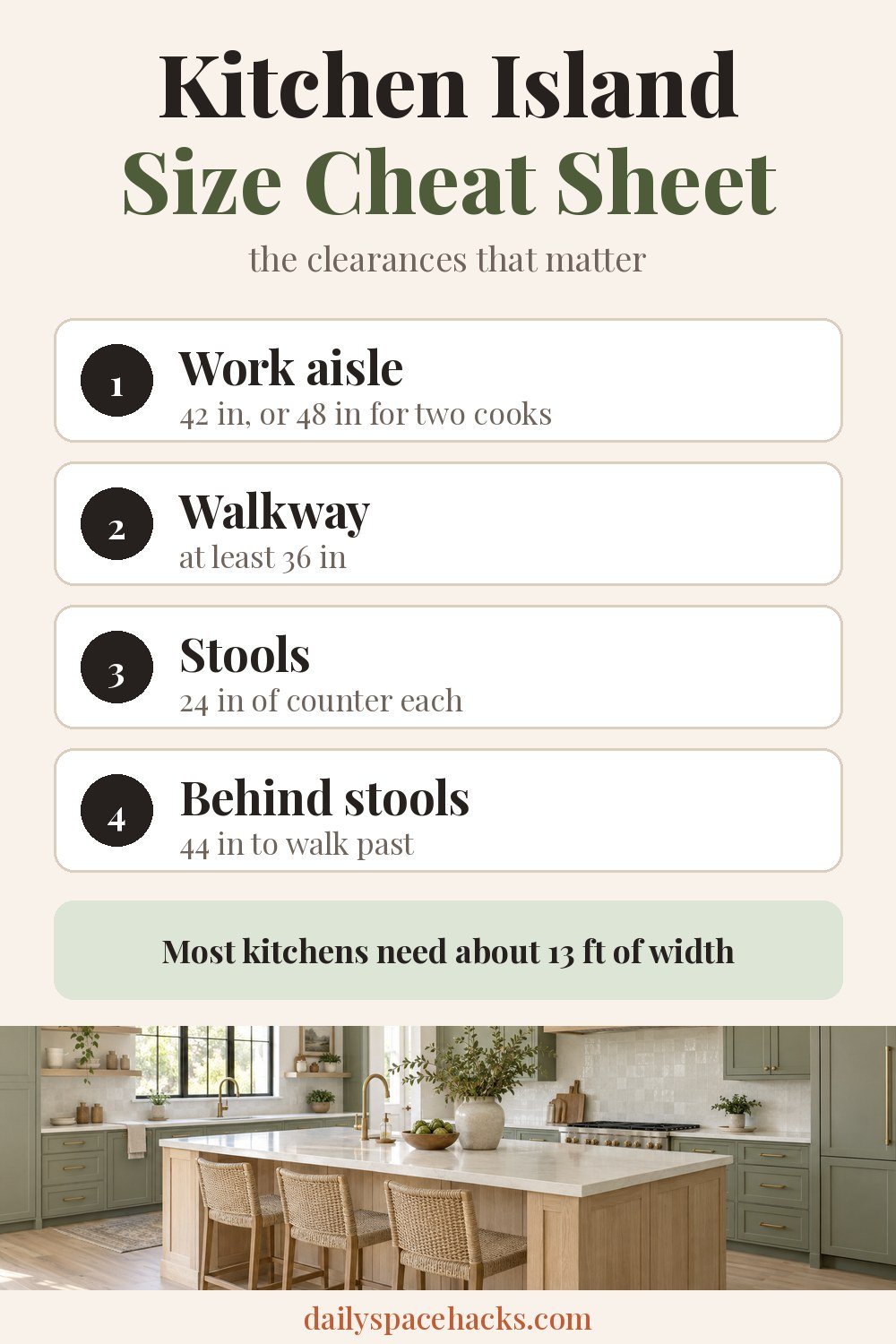 Kitchen island size cheat sheet